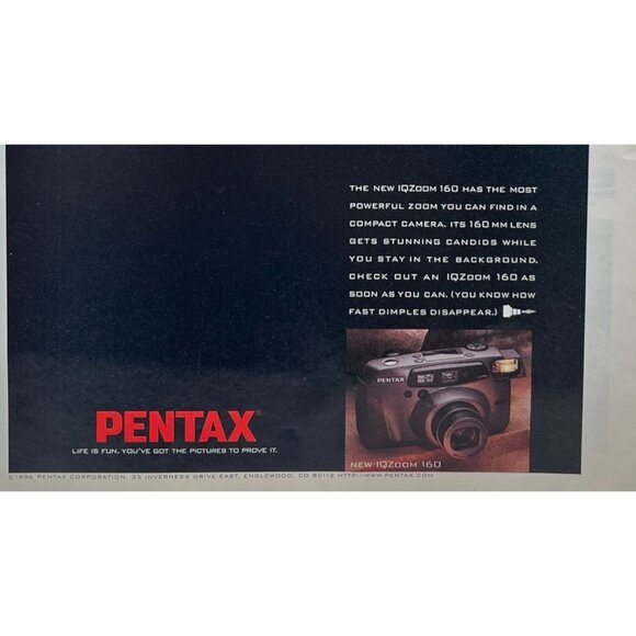 Pentax Camera Print Ad Vintage 90s IQZoom 160 Curly Hair Child Life is Fun - Picture 4 of 5